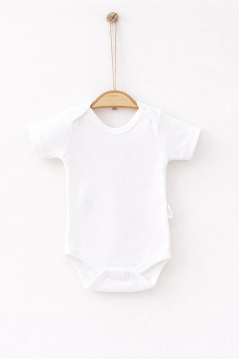 Бебешко боди с къс ръкав, бял цвят