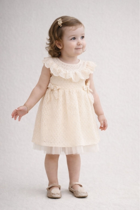 Бебешка официална рокля, цвят екрю 