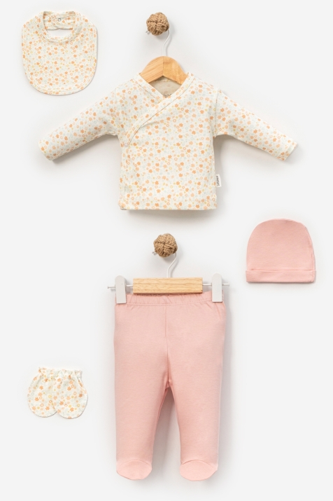 Бебешки комплект за изписване 5 части, розов цвят