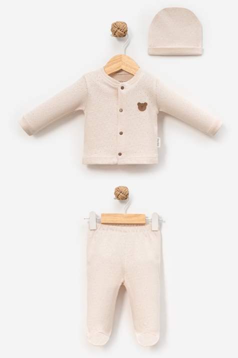 Бебешки комплект за изписване 3 части, бежов цвят