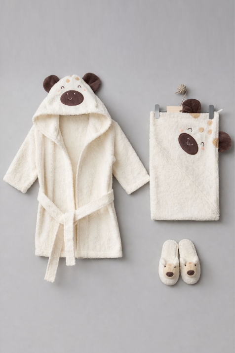 Бебешки комплект за баня 3 части, цвят екрю 