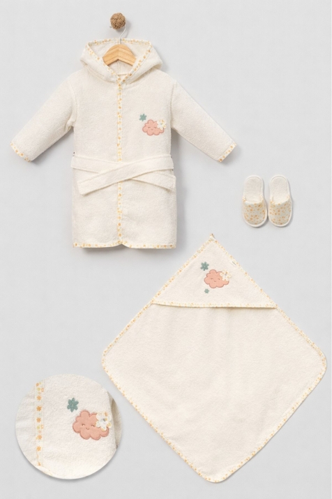 Бебешки комплект за баня 3 части, цвят екрю