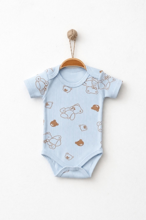 Бебешко боди с къс ръкав, син цвят