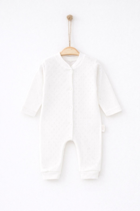 Бебешки гащеризон с дълъг ръкав, бял цвят