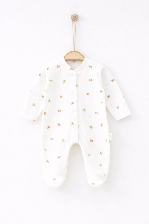 Бебешки гащеризон за момиче с дълъг ръкав, цвят екрю