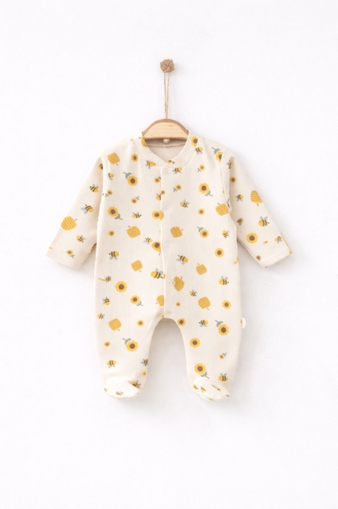 Бебешки гащеризон за момче с динозаври, бежов цвят