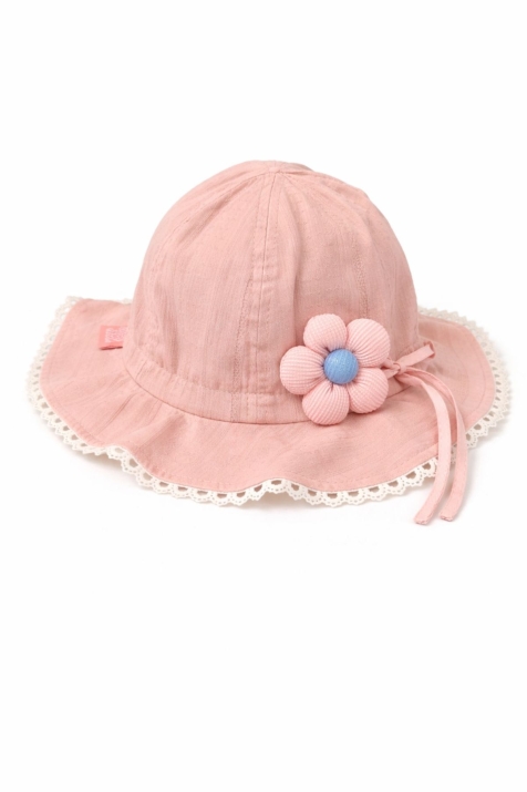 Детска шапка за момиче, тъмно розов цвят