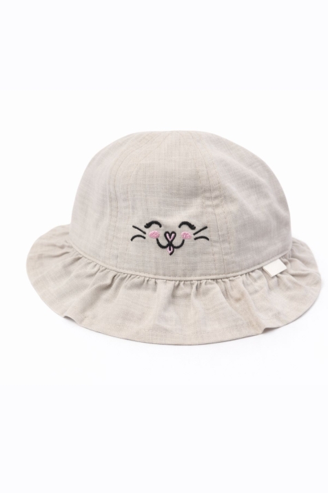 Бебешка шапка за момиче, бежов цвят