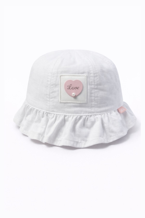 Детска шапка за момиче, бял цвят