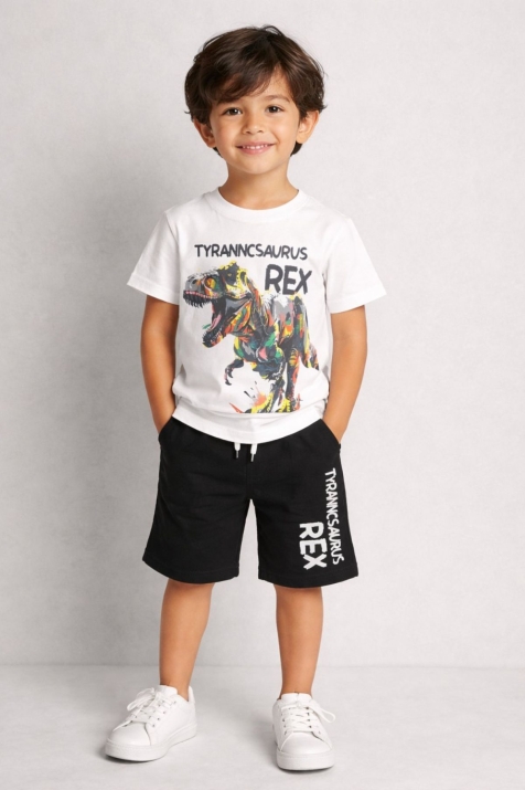 Детски комплект за момче с къс ръкав, черен цвят 