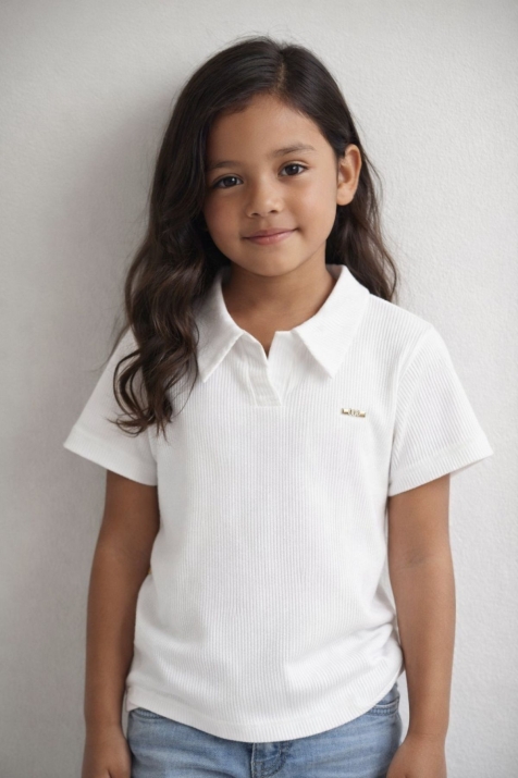 Детска тениска за момиче, бял цвят