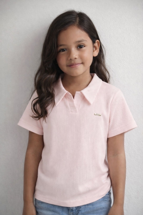 Детска тениска за момиче, светло розов цвят