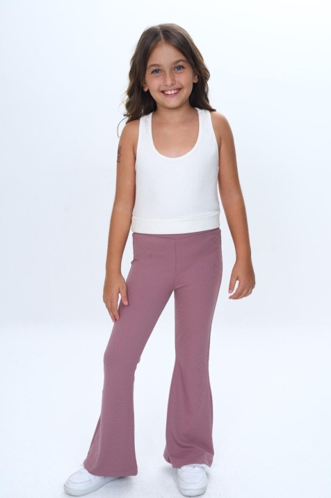 Детски спортен панталон рипс за момиче, лилав цвят