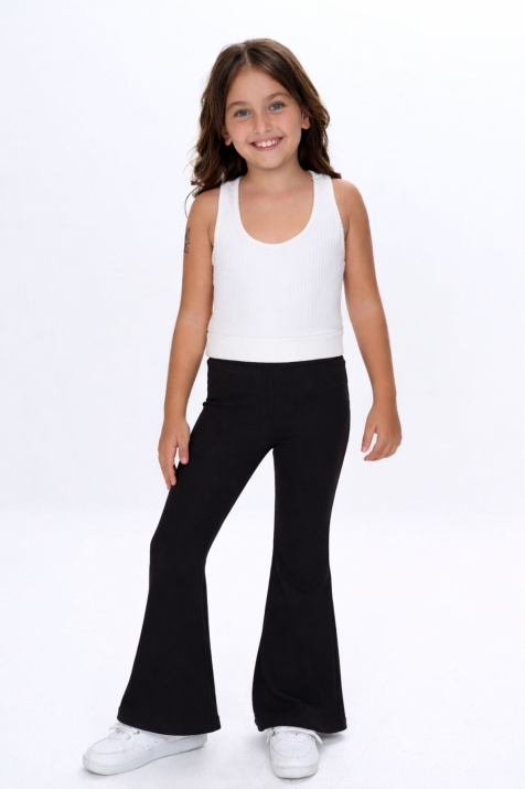 Детски спортен панталон рипс за момиче, черен цвят