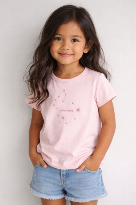 Детска тениска за момиче, розов цвят