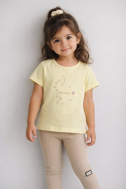 Детска тениска за момиче, жълт цвят