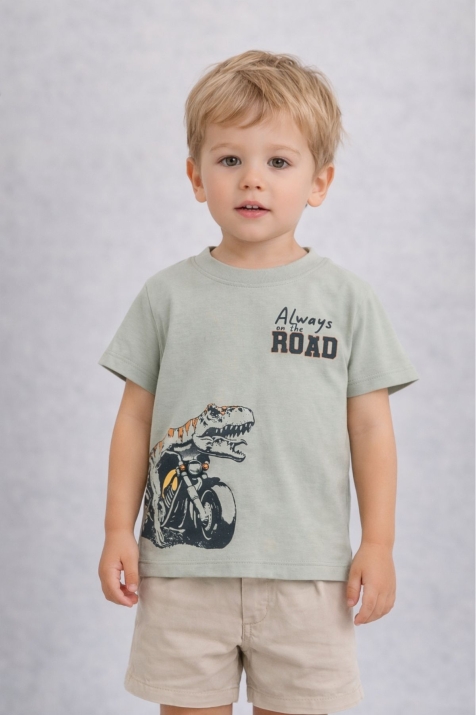 Детска тениска за момче, зелен цвят