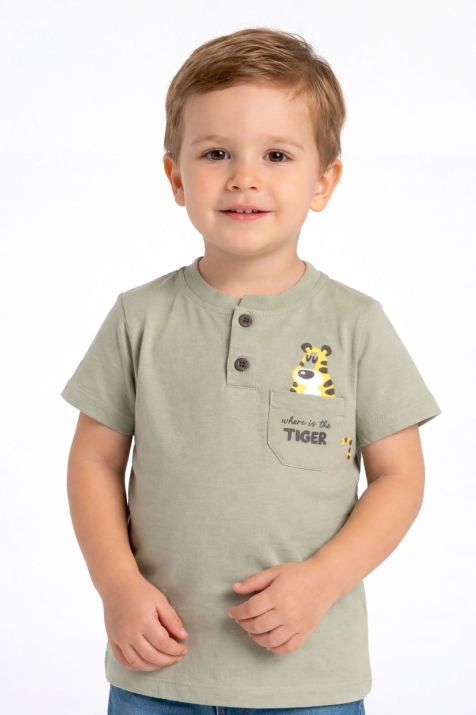 Детска тениска за момче, зелен цвят