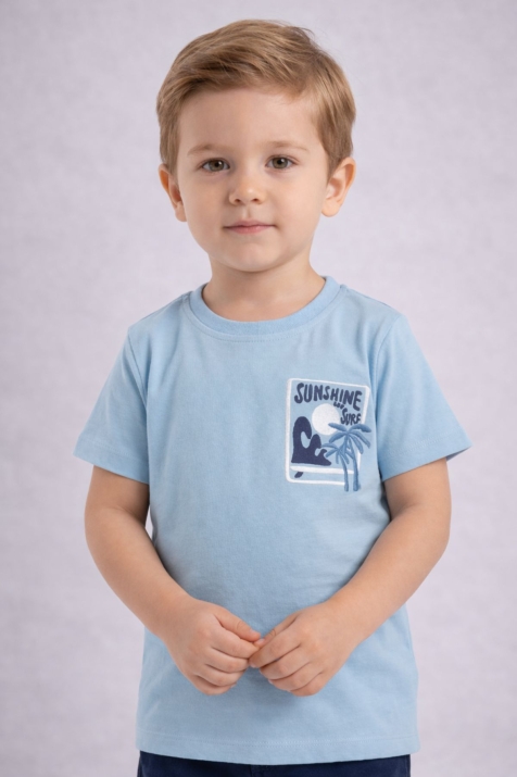 Детска тениска за момче, син цвят