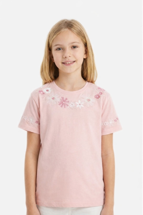 Детска тениска за момиче, розов цвят