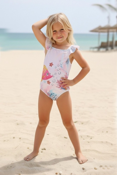 Детски бански за момиче, розов цвят  