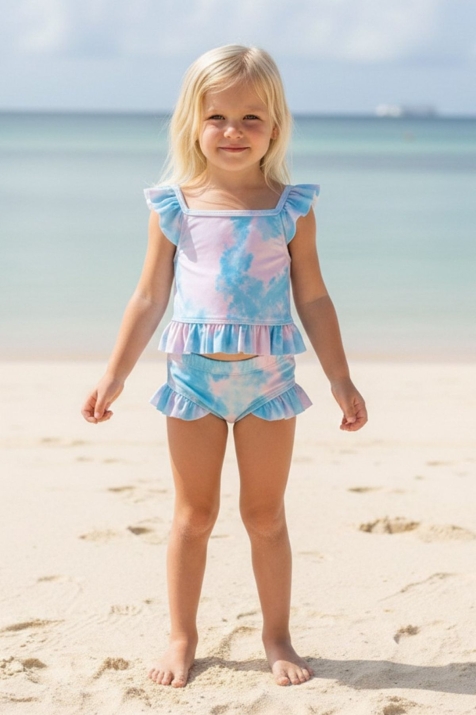 Детски бански от две части за момиче, шарен цвят