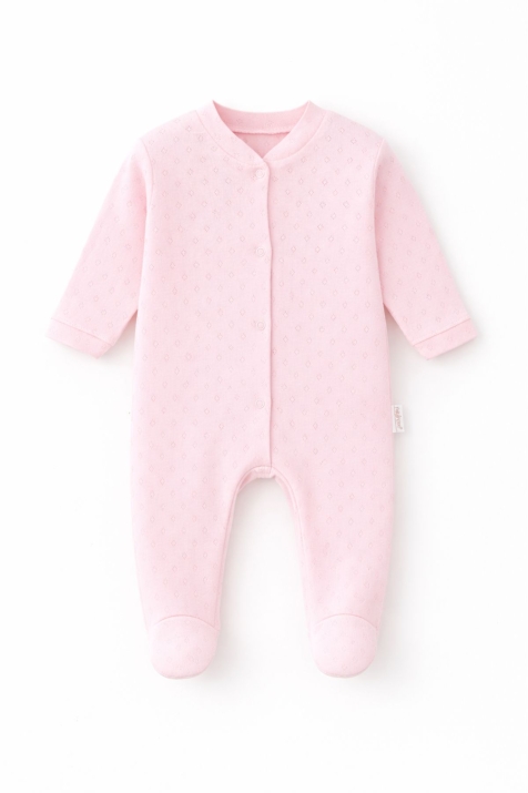 Бебешки гащеризон с дълъг ръкав за момиче, розов цвят