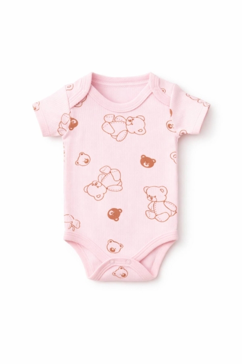 Бебешко боди с къс ръкав, розов цвят    