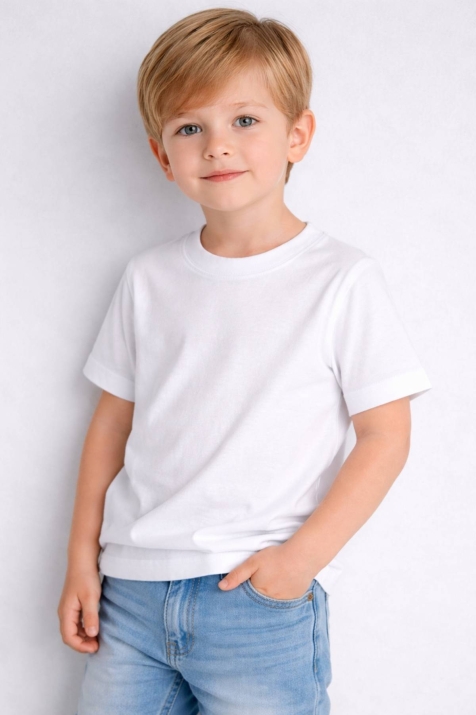 Детска тениска за момче, бял цвят 