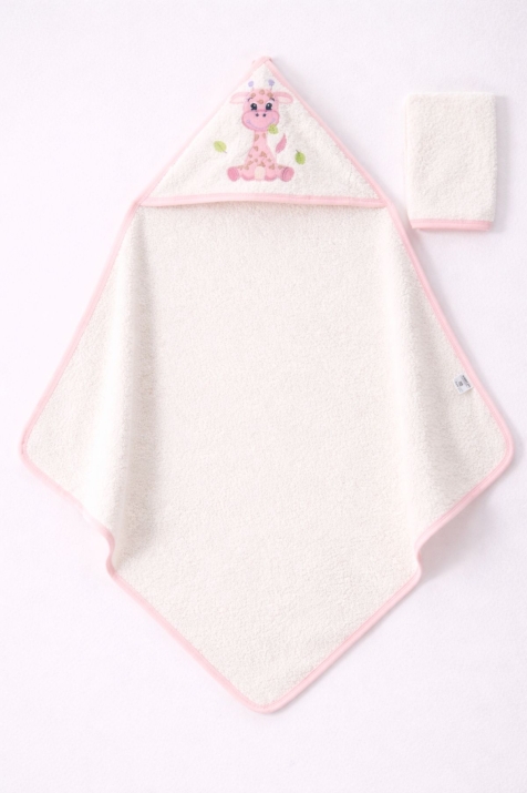 Бебешка хавлия за баня с тривка, розов цвят