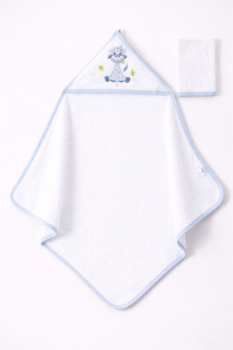 Бебешка хавлия за баня с тривка, син цвят