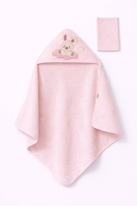 Бебешка хавлия за баня с тривка, розов цвят