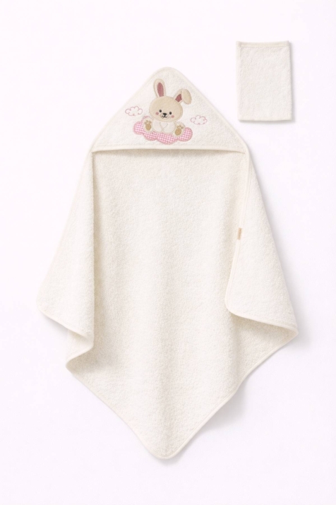 Бебешка хавлия за баня с тривка, розов цвят