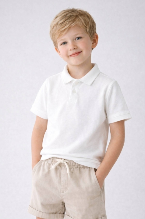 Детска тениска за момче, бял цвят