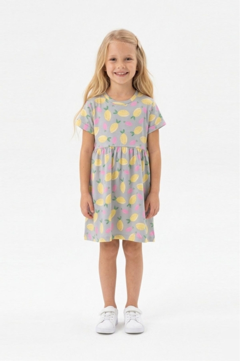 Детска рокля с къс ръкав, сив цвят