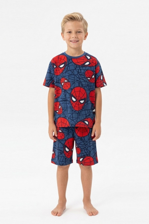 Детска пижама за момче с къс ръкав Spiderman, син цвят  