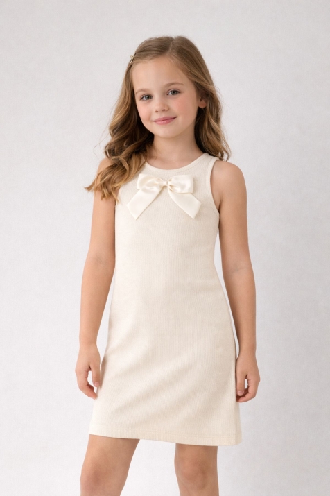 Детска рокля, цвят екрю