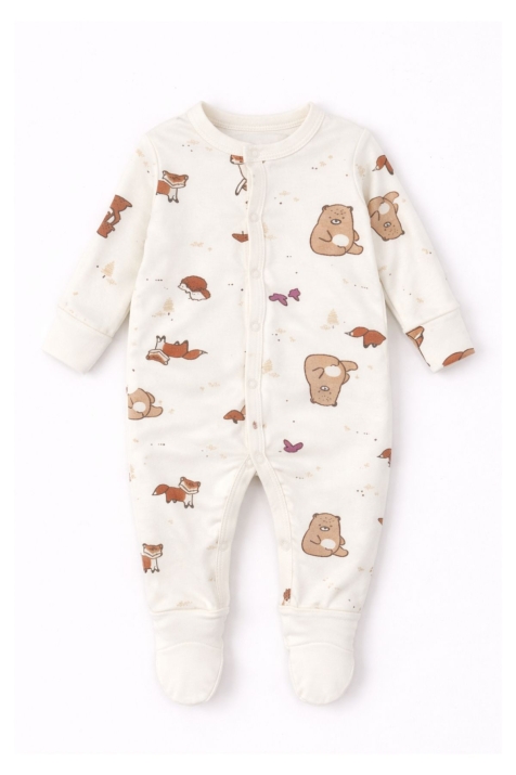 Бебешки гащеризон с дълъг ръкав, бял цвят