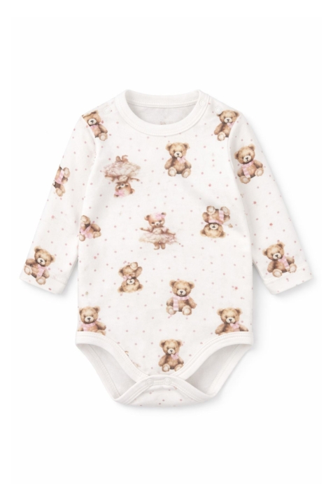 Бебешко боди с дълъг ръкав, цвят екрю 