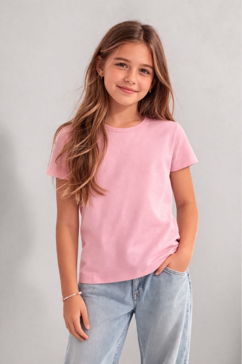 Детска тениска за момиче, розов цвят