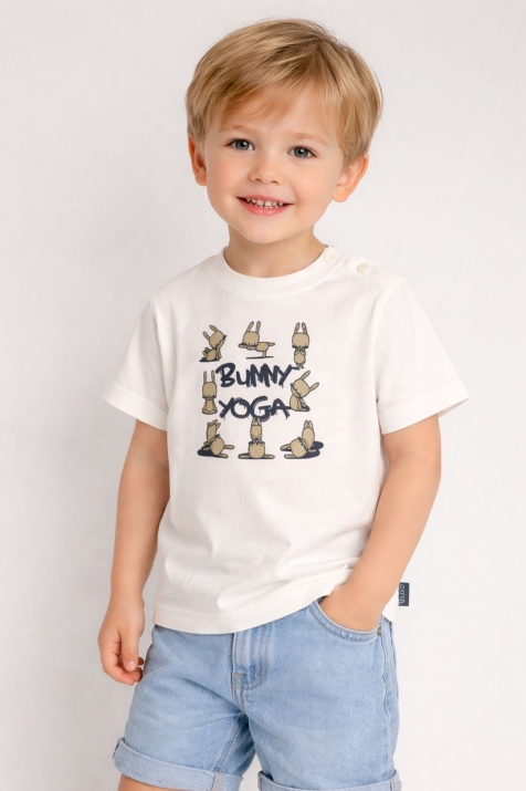 Детска тениска за момче, бял цвят