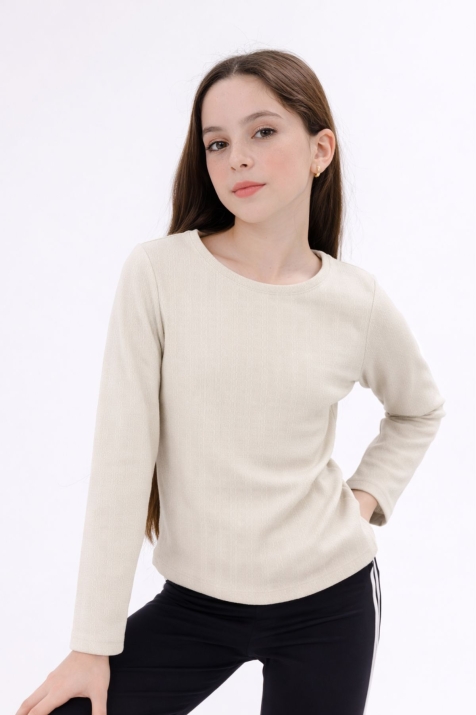 Детска блуза за момиче, бежов цвят