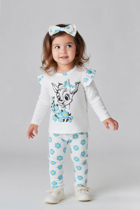 Детски комплект за момиче с дълъг ръкав, син цвят 