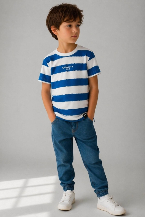 Детска тениска за момче, син цвят