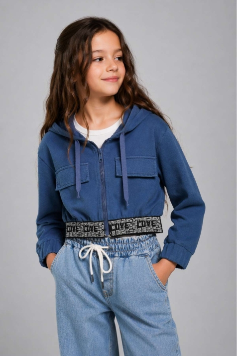Детско яке момиче, син цвят