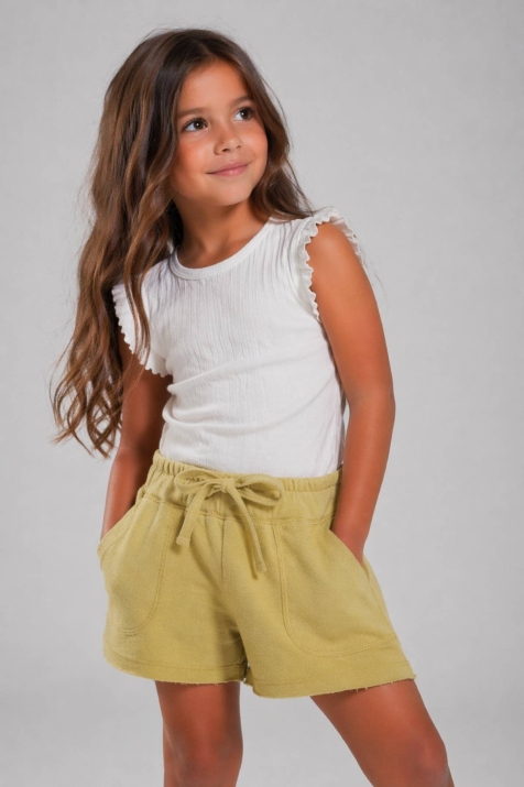 Детски къси панталонки момиче, тъмно жълт цвят