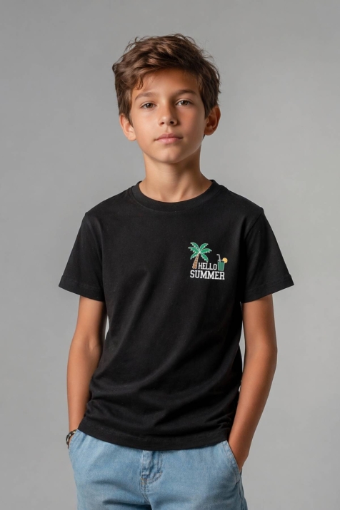 Детска тениска за момче, черен цвят