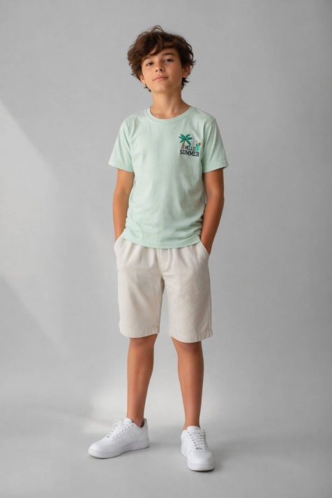 Детска тениска за момче, зелен цвят 