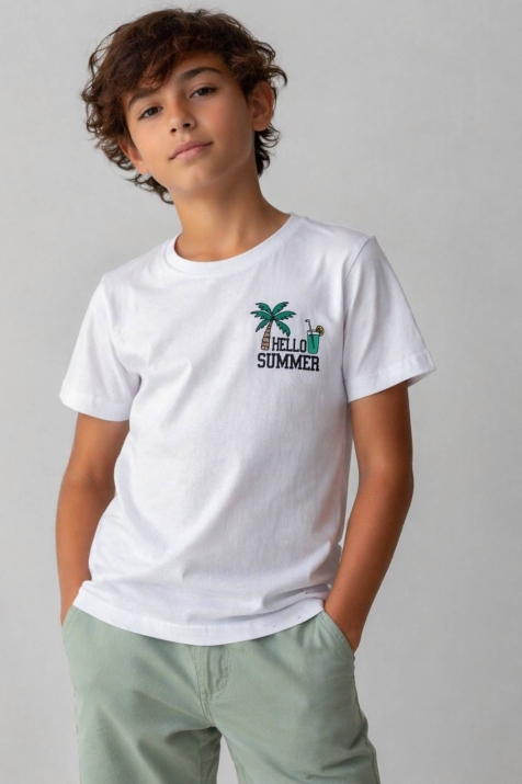 Детска тениска за момче, бял цвят 