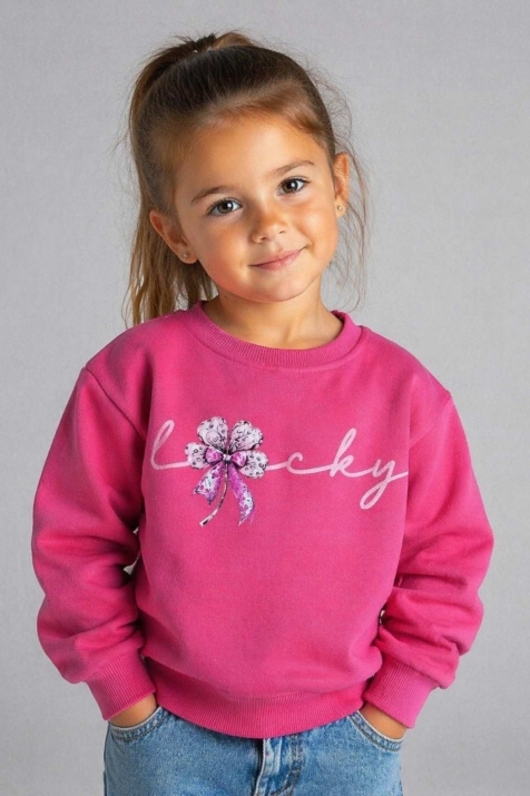 Детска блуза за момиче, тъмно розов цвят